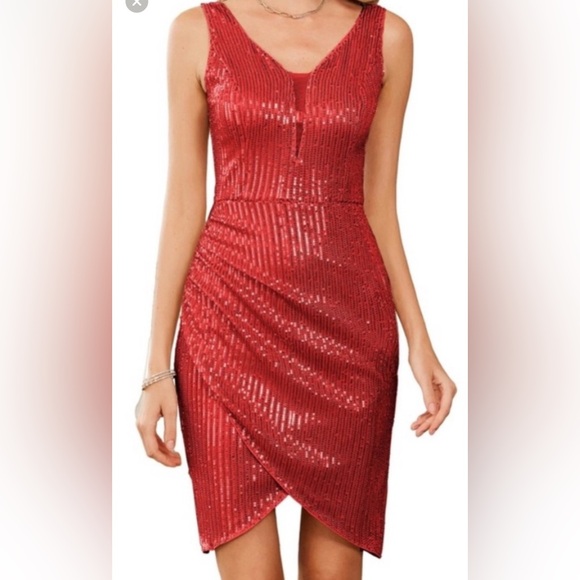 Grace Karin Dresses & Skirts - Grace Karin Sleeveless Red Sequin Cocktail Dress Size Large